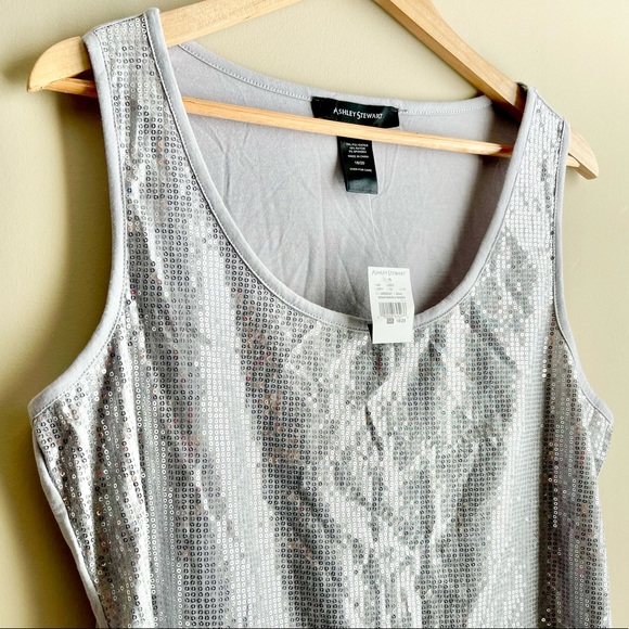 NWT Ashley Stewart Gray Sequin Tank top - Picture 2 of 3